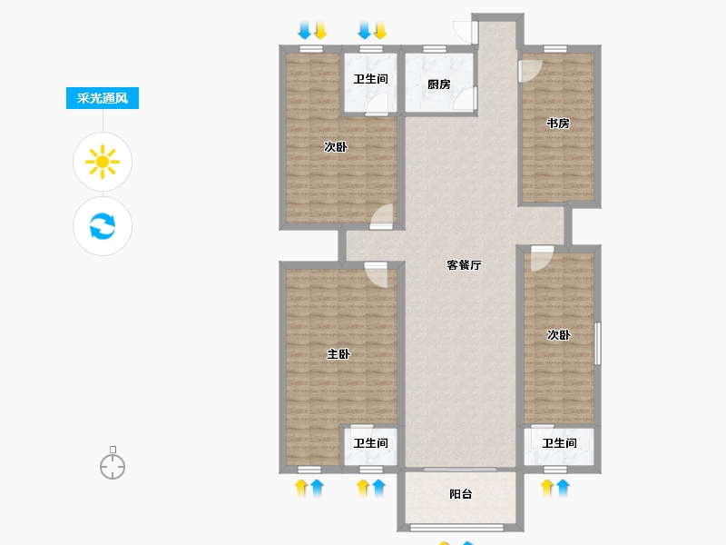 广东省-深圳市-碧湖花园(龙岗)-143.21-户型库-采光通风