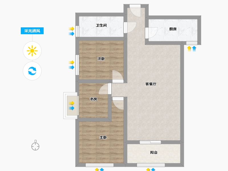 陕西省-西安市-凤城九号-77.58-户型库-采光通风