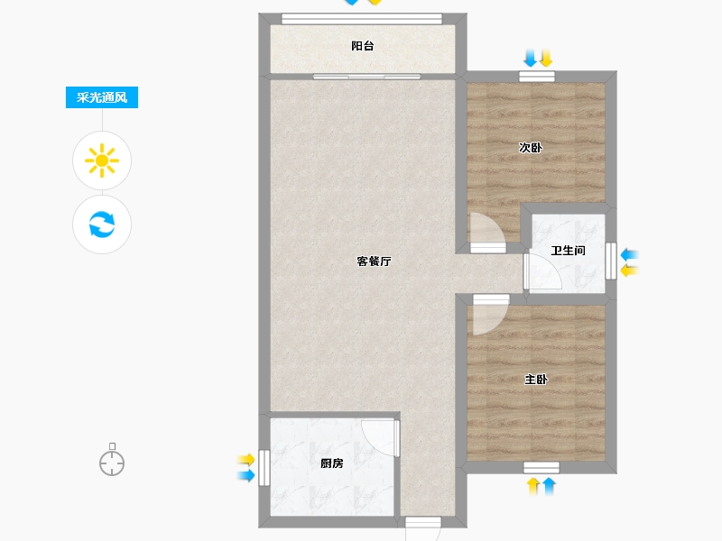 广东省-深圳市-碧湖花园(龙岗)-67.96-户型库-采光通风