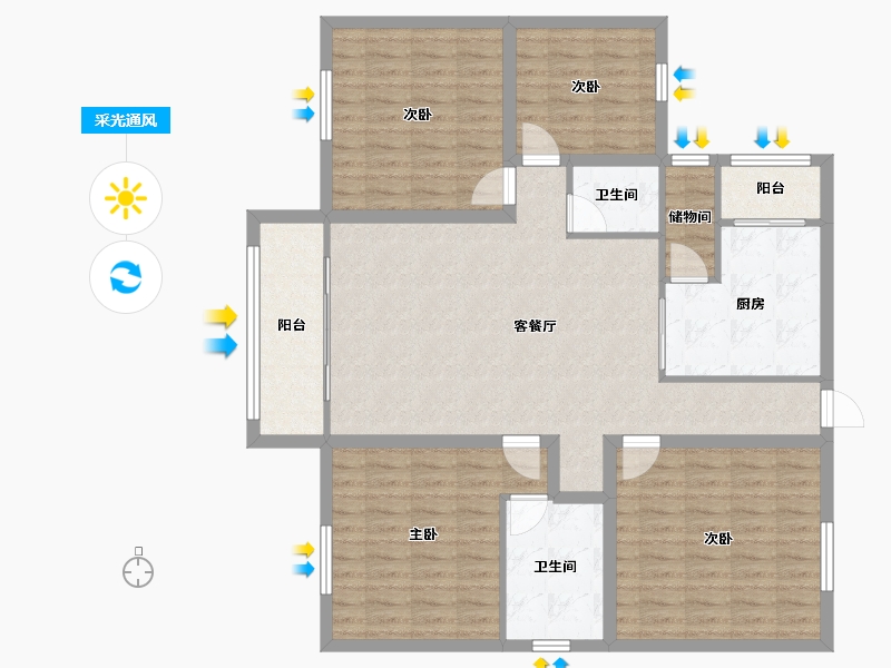 广东省-深圳市-碧湖花园(龙岗)-121.74-户型库-采光通风