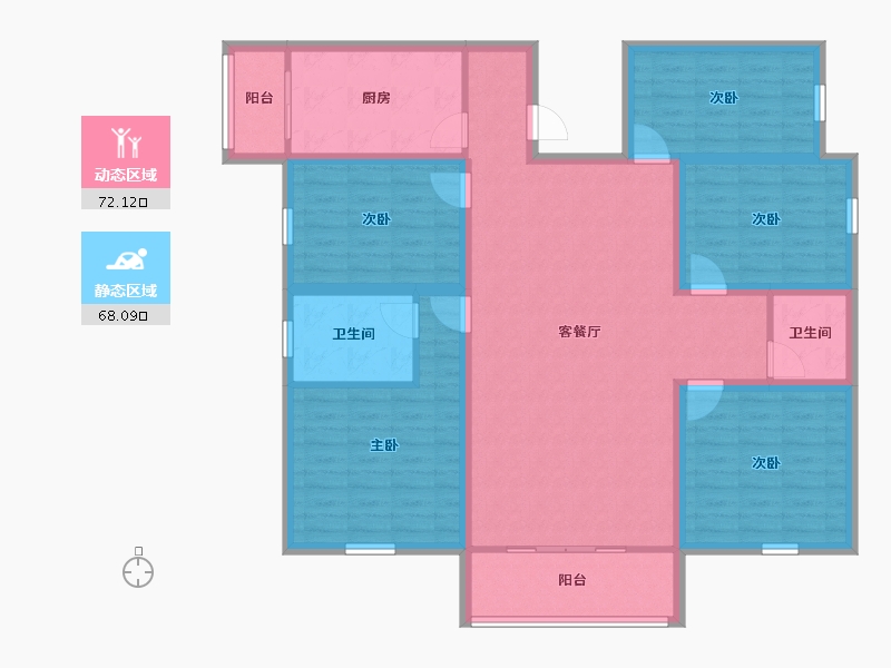 广东省-深圳市-碧湖花园(龙岗)-125.46-户型库-动静分区