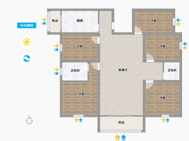 广东省-深圳市-碧湖花园(龙岗)-125.46-户型库-采光通风