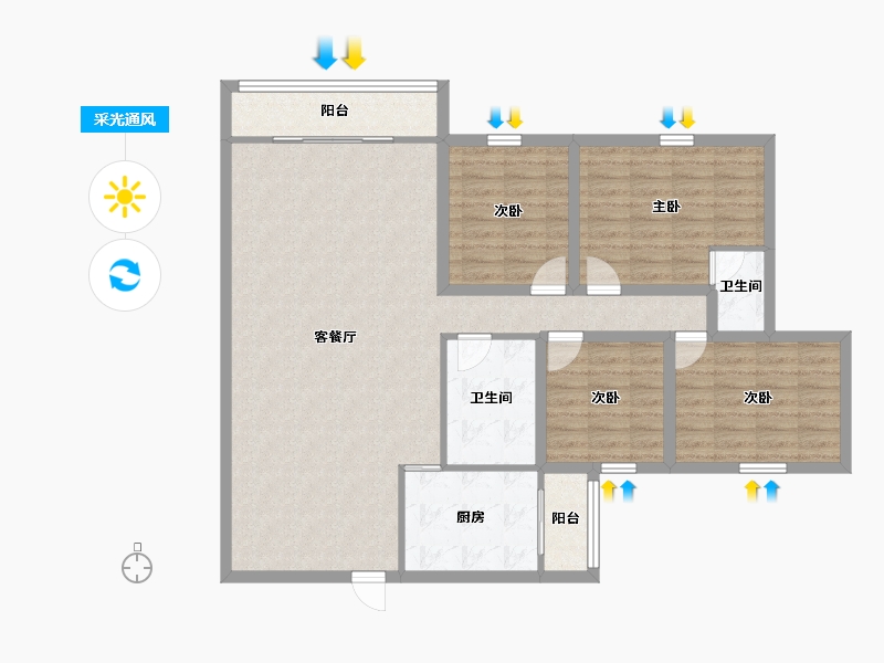 广东省-深圳市-碧湖花园(龙岗)-113.22-户型库-采光通风