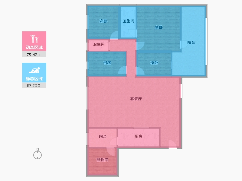 黑龙江省-鹤岗市-锦绣花园(南山)-129.59-户型库-动静分区