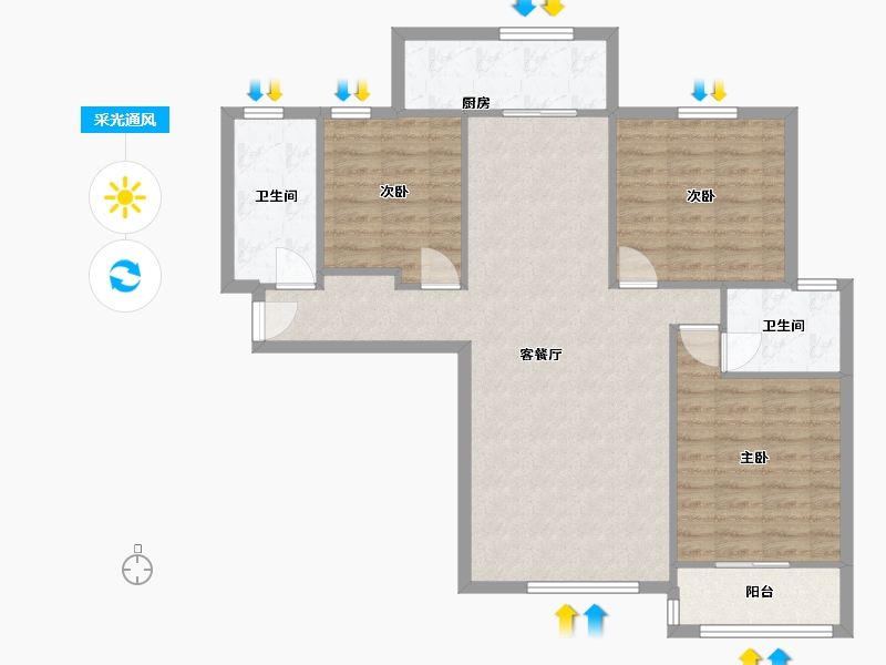 河北省-邯郸市-赵都新城-光和园-120.00-户型库-采光通风