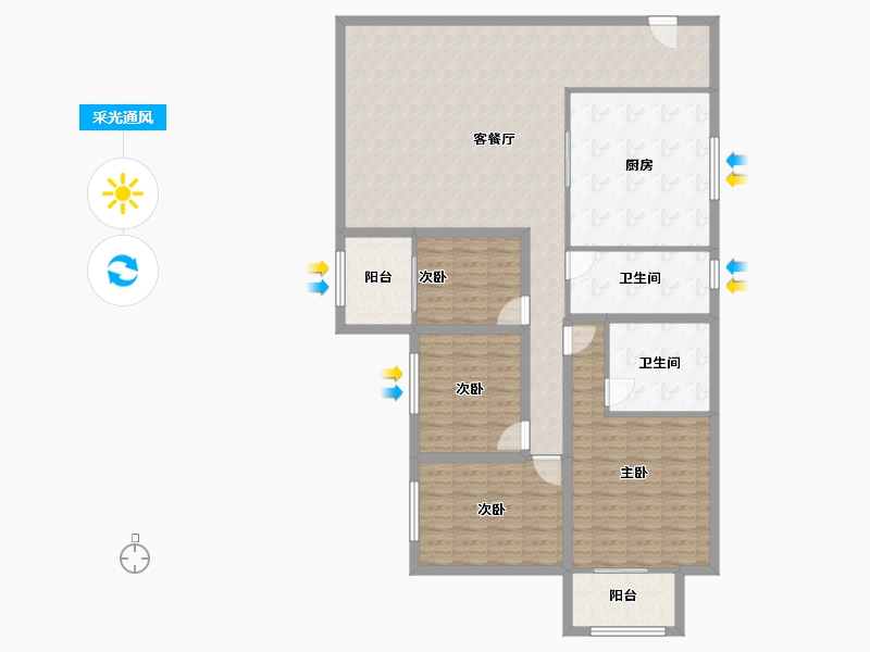 黑龙江省-鹤岗市-锦绣花园(南山)-130.94-户型库-采光通风