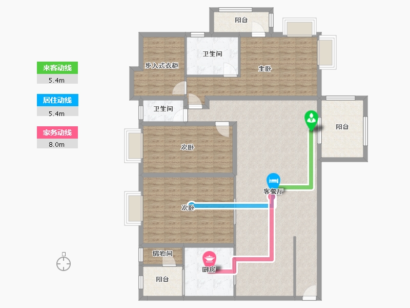 黑龙江省-鹤岗市-锦绣花园(南山)-158.45-户型库-动静线