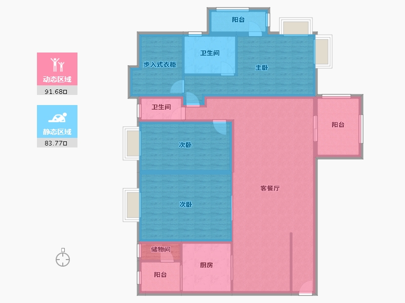 黑龙江省-鹤岗市-锦绣花园(南山)-158.45-户型库-动静分区