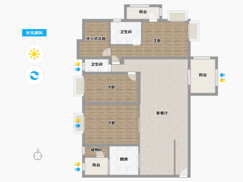 黑龙江省-鹤岗市-锦绣花园(南山)-158.45-户型库-采光通风