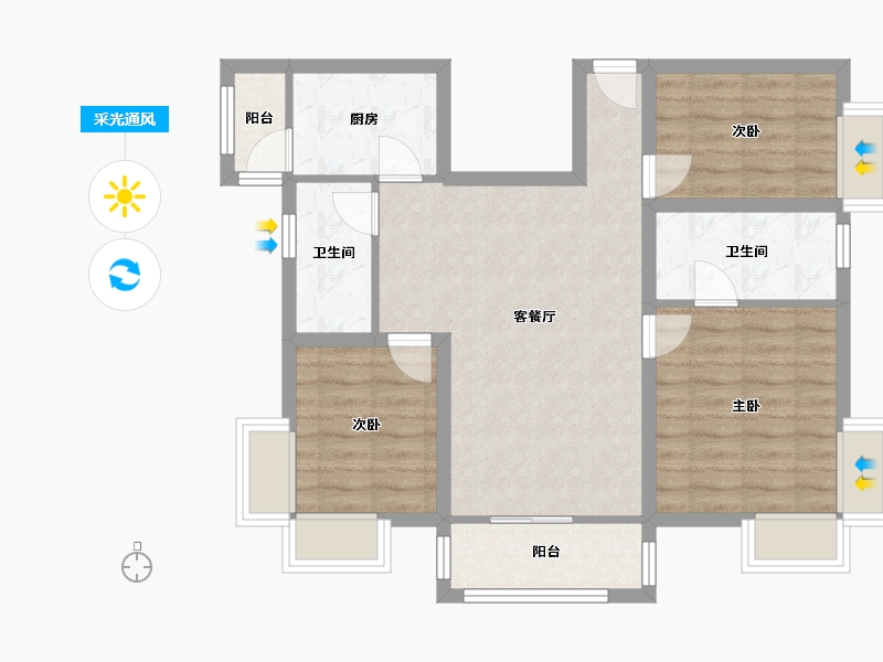 黑龙江省-鹤岗市-麒麟花园-75.49-户型库-采光通风