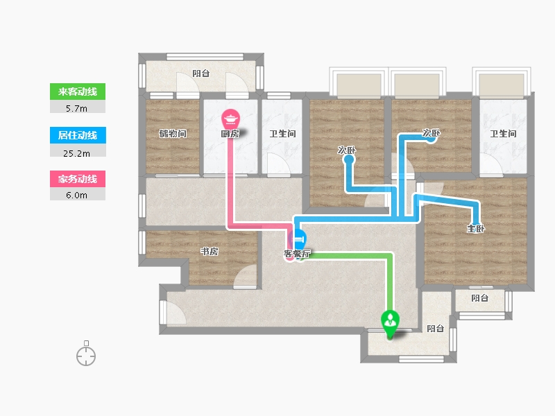 黑龙江省-鹤岗市-麒麟花园-94.39-户型库-动静线