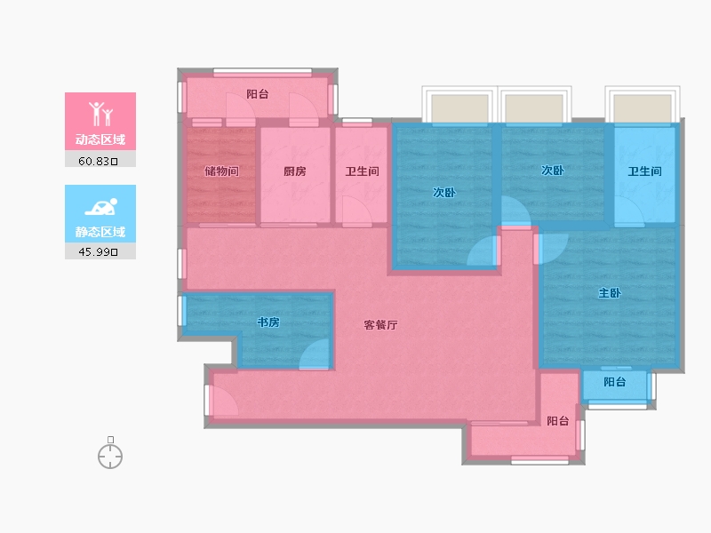 黑龙江省-鹤岗市-麒麟花园-94.39-户型库-动静分区