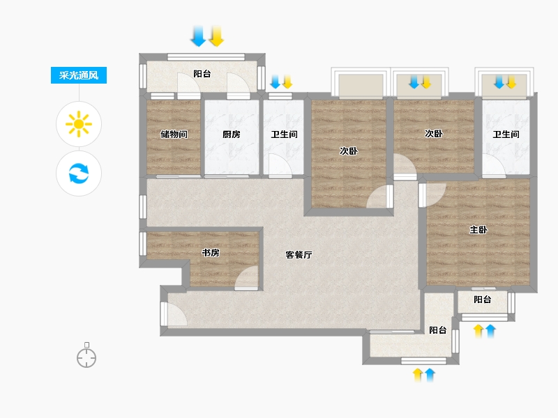 黑龙江省-鹤岗市-麒麟花园-94.39-户型库-采光通风