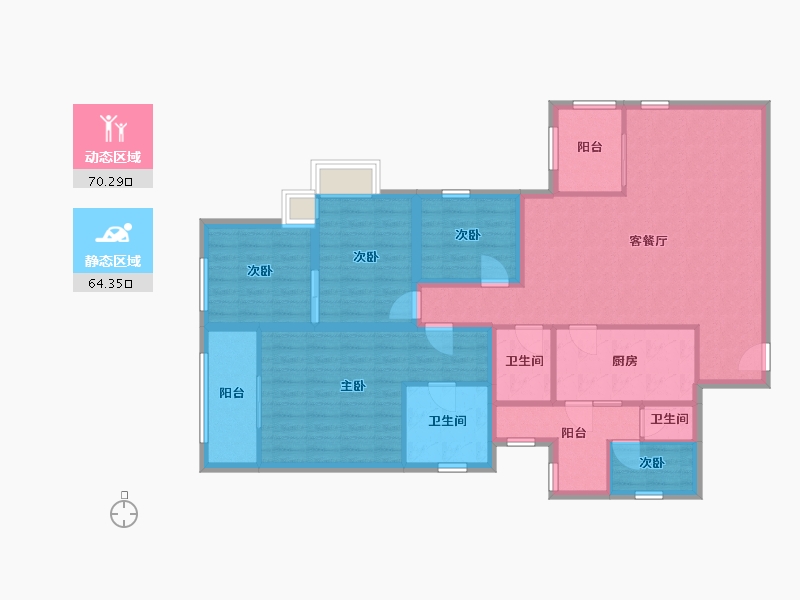 黑龙江省-鹤岗市-锦绣花园(南山)-120.78-户型库-动静分区