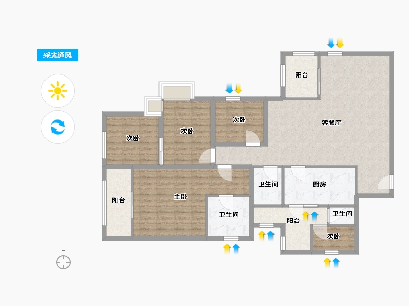 黑龙江省-鹤岗市-锦绣花园(南山)-120.78-户型库-采光通风