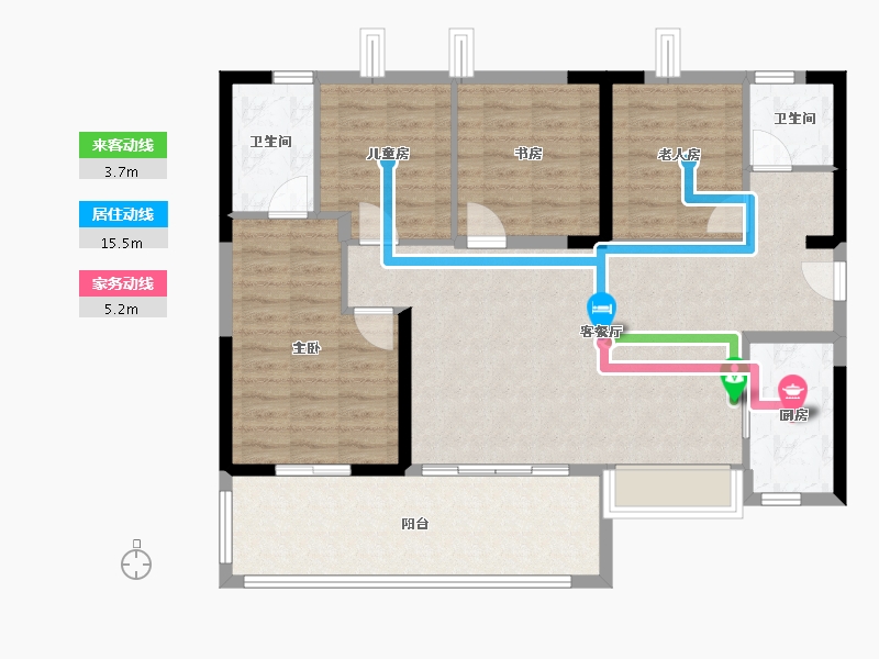 贵州省-贵阳市-翡翠公园-104.00-户型库-动静线