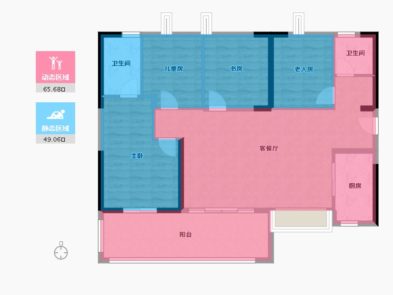 贵州省-贵阳市-翡翠公园-104.00-户型库-动静分区