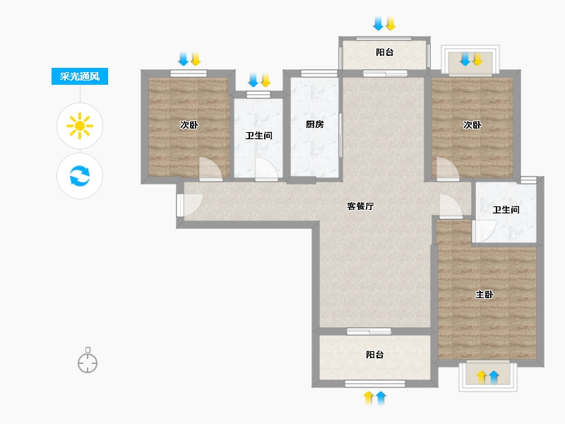 湖北省-天门市-国投景城-94.00-户型库-采光通风