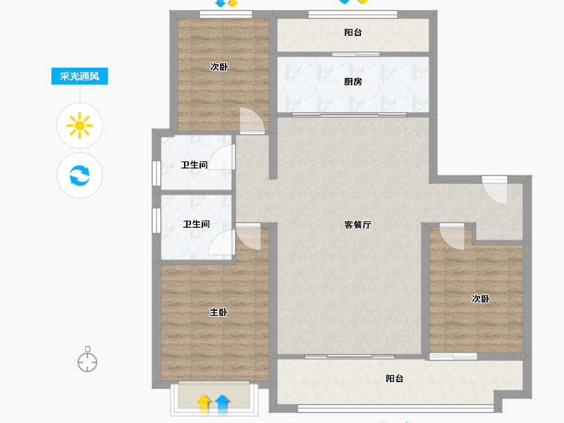 河北省-邯郸市-智慧城-104.00-户型库-采光通风