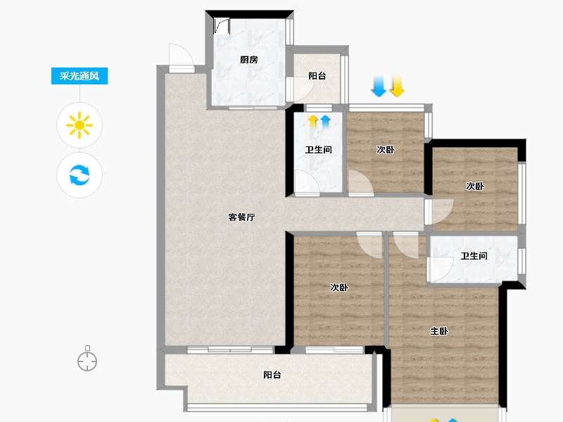 广东省-江门市-湖悦花园-112.00-户型库-采光通风