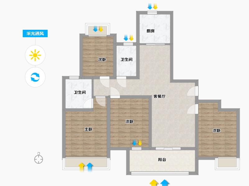 江苏省-盐城市-锦盛豪庭南郡-106.00-户型库-采光通风