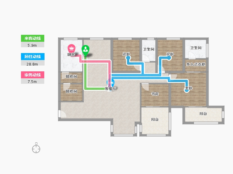 黑龙江省-鹤岗市-锦绣花园(南山)-134.55-户型库-动静线