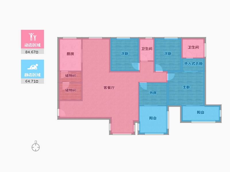 黑龙江省-鹤岗市-锦绣花园(南山)-134.55-户型库-动静分区