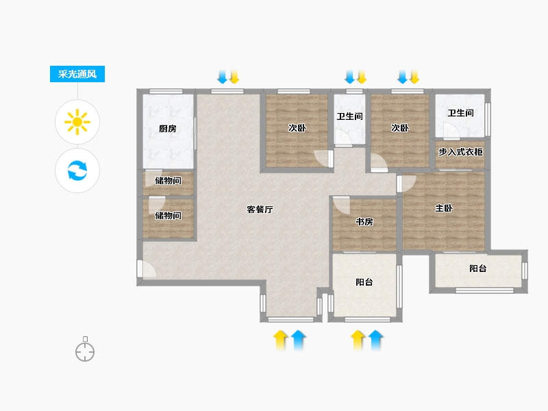 黑龙江省-鹤岗市-锦绣花园(南山)-134.55-户型库-采光通风