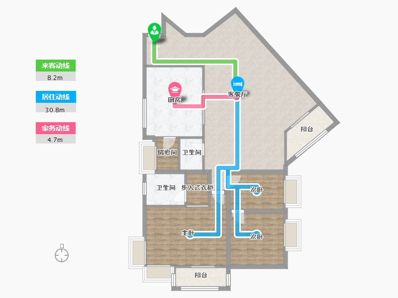 黑龙江省-鹤岗市-锦绣花园(南山)-128.98-户型库-动静线