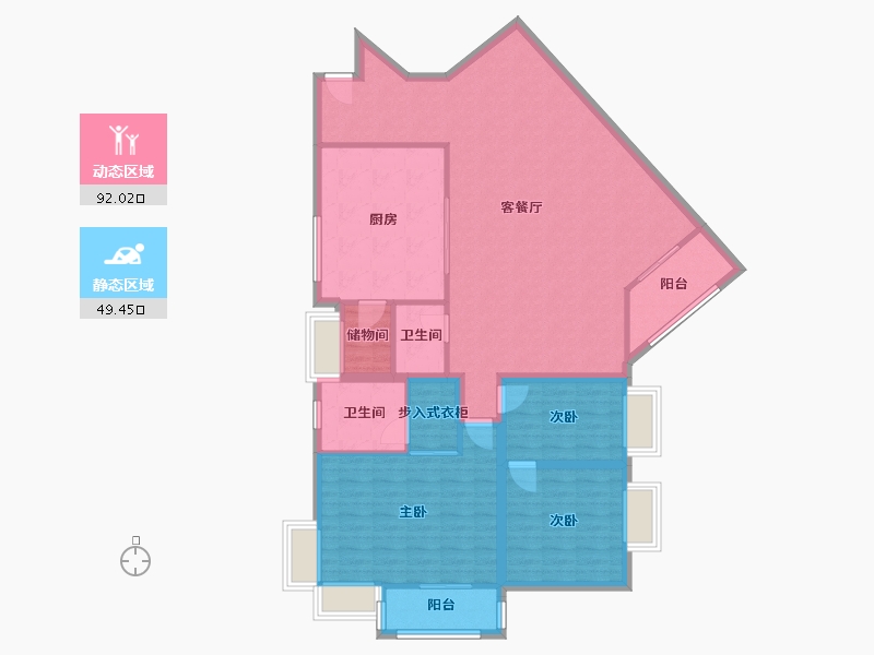 黑龙江省-鹤岗市-锦绣花园(南山)-128.98-户型库-动静分区