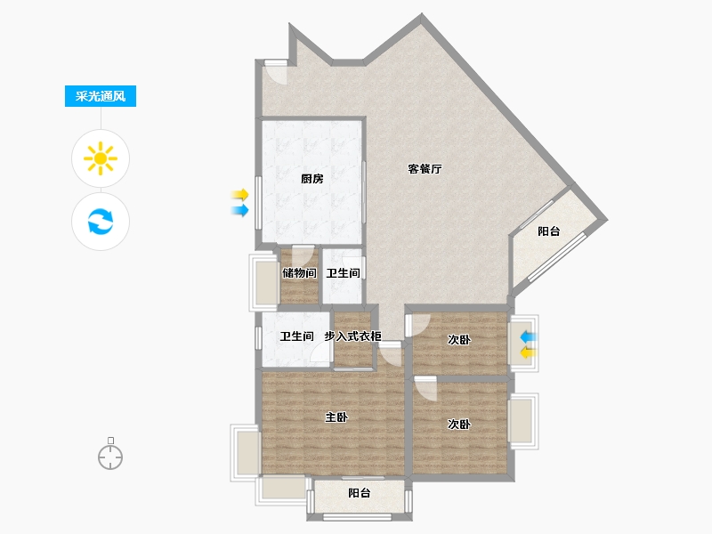 黑龙江省-鹤岗市-锦绣花园(南山)-128.98-户型库-采光通风