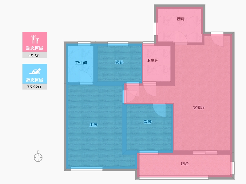 福建省-泉州市-正荣保嘉江滨府-73.00-户型库-动静分区