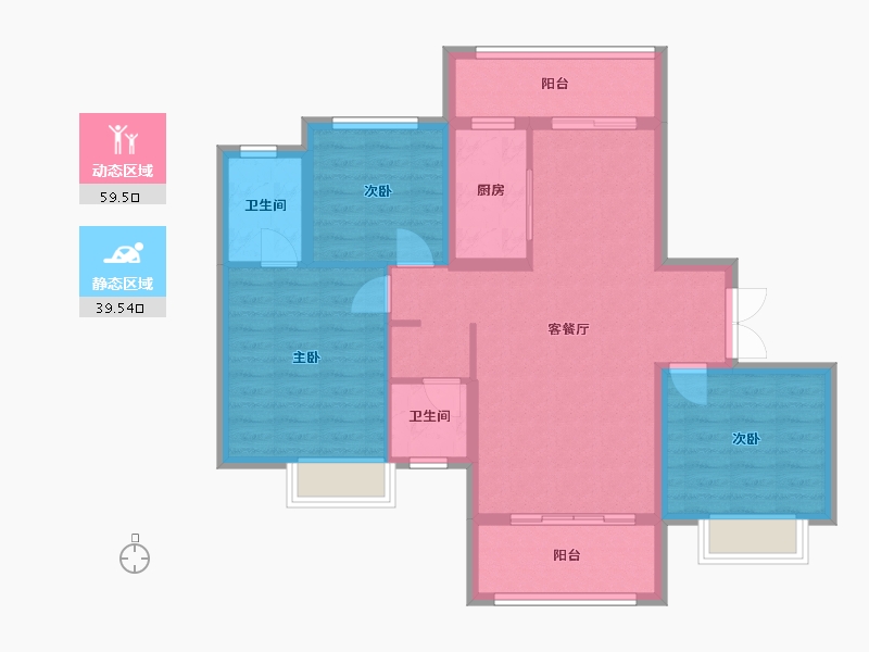 重庆-重庆市-湖山印象三期-92.00-户型库-动静分区