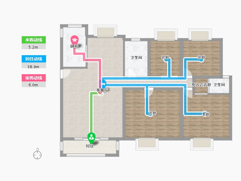 黑龙江省-鹤岗市-麒麟花园-117.96-户型库-动静线