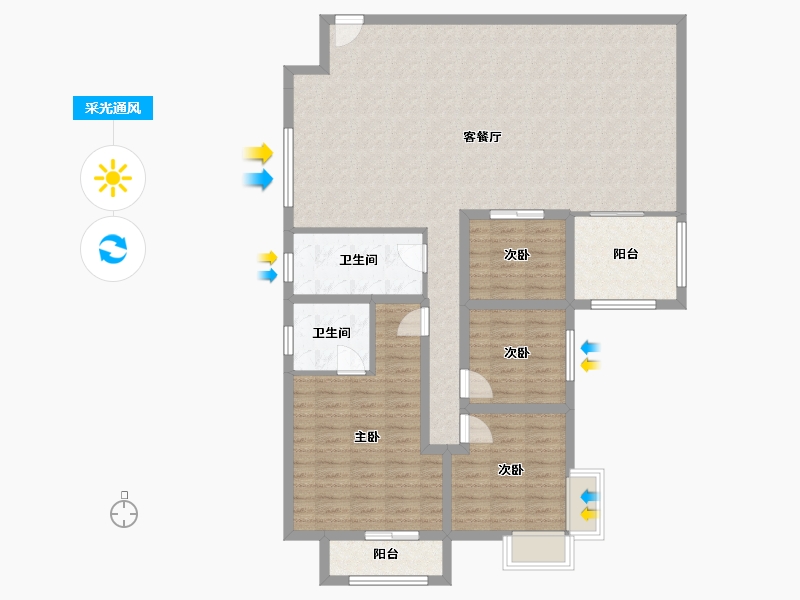 黑龙江省-鹤岗市-锦绣花园(南山)-125.44-户型库-采光通风