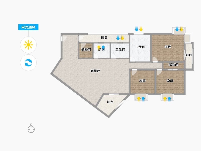 黑龙江省-鹤岗市-锦绣花园(南山)-168.34-户型库-采光通风