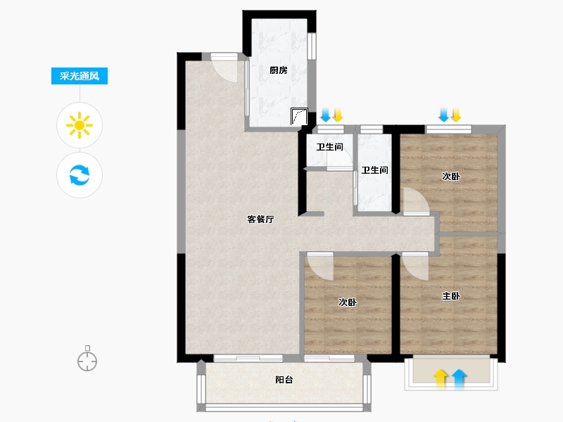 湖北省-武汉市-中建星光城-75.00-户型库-采光通风