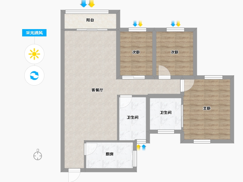 广东省-深圳市-翠枫豪园-76.66-户型库-采光通风