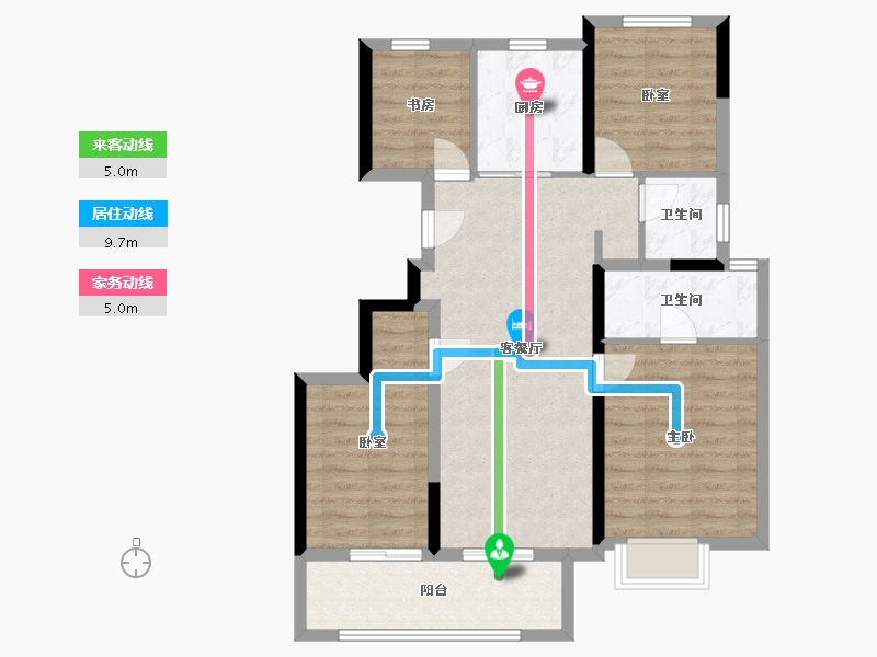 浙江省-宁波市-涌潮印-90.00-户型库-动静线