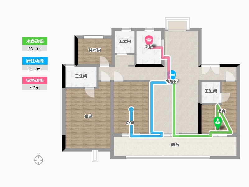 江苏省-苏州市-湖悦天境-136.00-户型库-动静线