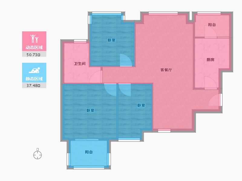 浙江省-杭州市-桦枫居-80.00-户型库-动静分区