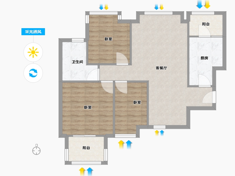 浙江省-杭州市-桦枫居-80.00-户型库-采光通风