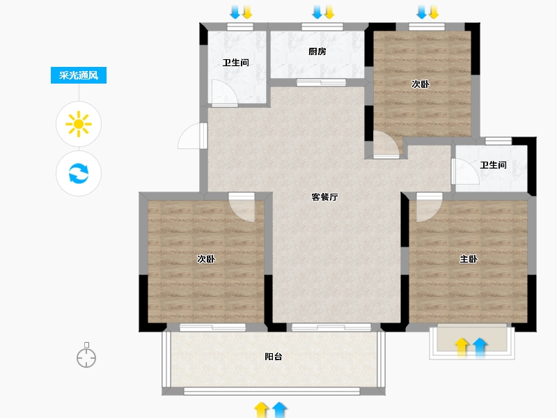 安徽省-宿州市-泗县清华玺园-91.00-户型库-采光通风