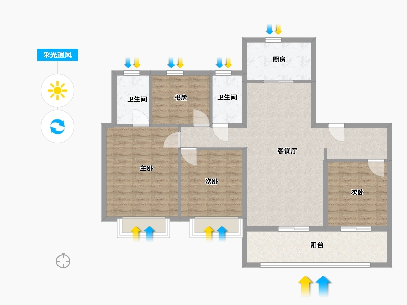 江苏省-南京市-扬子江金茂悦-107.00-户型库-采光通风