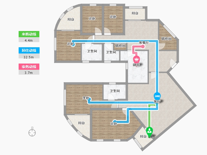 黑龙江省-鹤岗市-锦绣花园(南山)-159.60-户型库-动静线