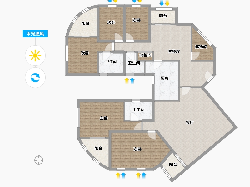 黑龙江省-鹤岗市-锦绣花园(南山)-159.60-户型库-采光通风