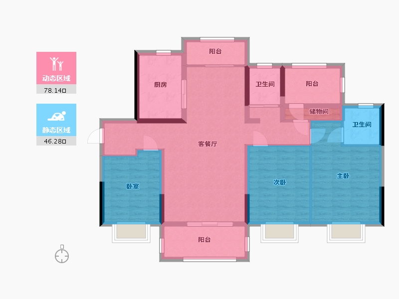 广东省-清远市-碧桂园燕湖里-111.00-户型库-动静分区