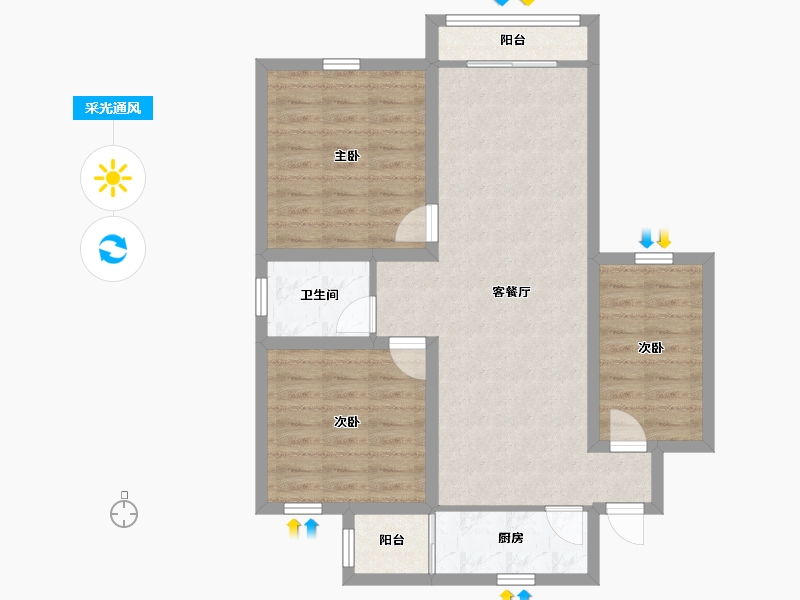 广东省-深圳市-碧湖花园(龙岗)-78.61-户型库-采光通风