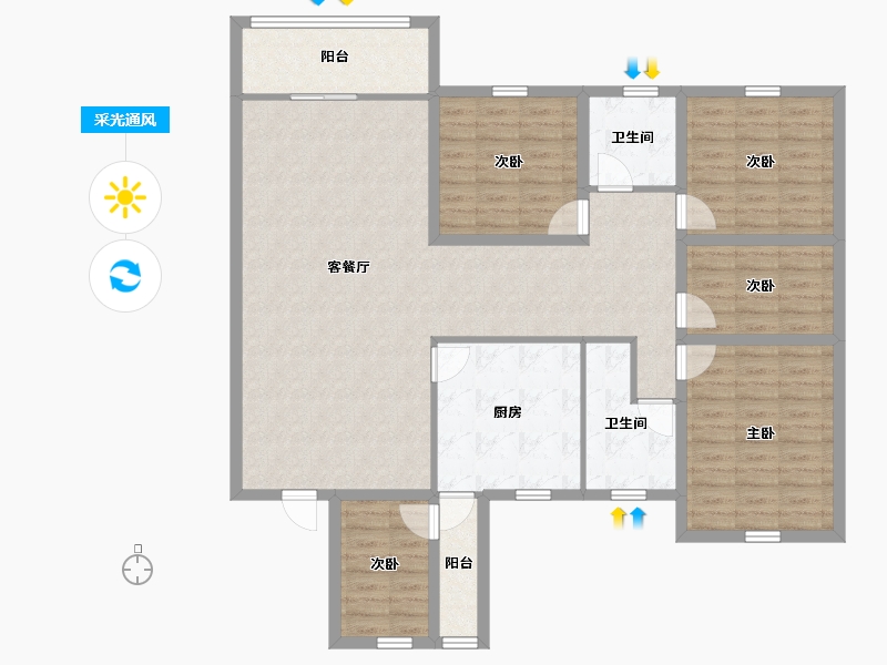 广东省-深圳市-碧湖花园(龙岗)-130.43-户型库-采光通风