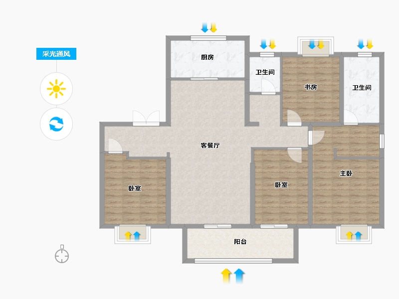 江苏省-徐州市-龙玺湾-134.00-户型库-采光通风